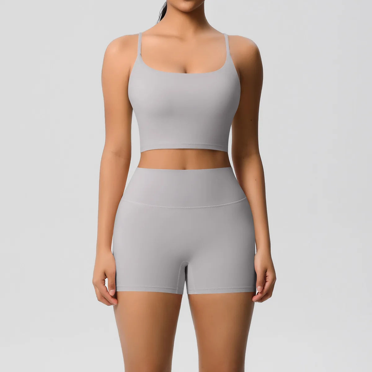 Yoga Sport Set Women Seamless Crop Top Bra Shorts Yoga Set Comfort Elastic Sportsuit Workout Outfit Fitness Gym Clothes