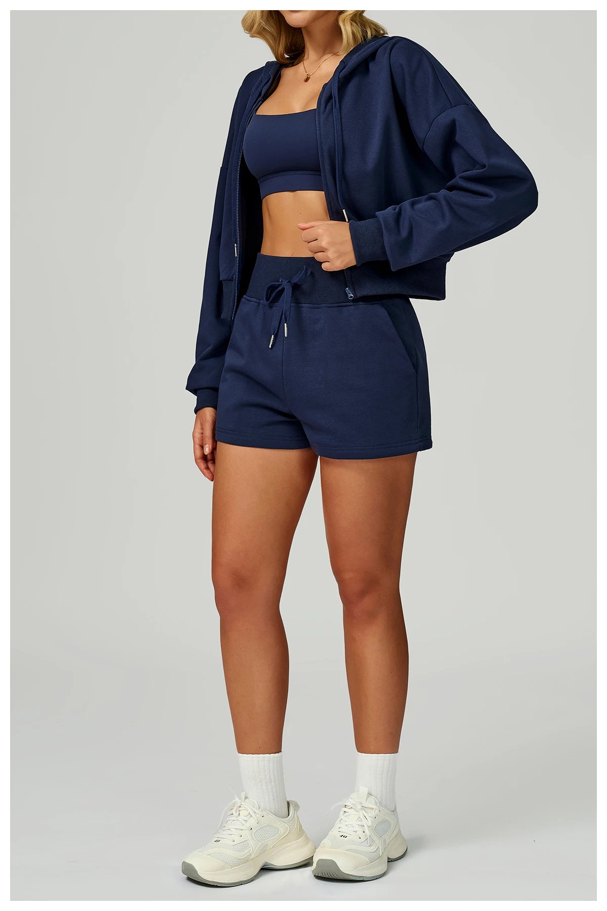New Winter Zipper Sports Suit 2 Pieces Hooded Casual Loose Sweatshirt Long Sleeved Outdoor Running Suit Sportswear for Women