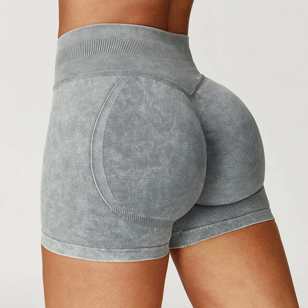 Sand Washed Yoga Shorts Women Yoga Shorts High Waist Workout Shorts Fitness Yoga Lift Butt Fitness Yoga Gym Running Short Pants