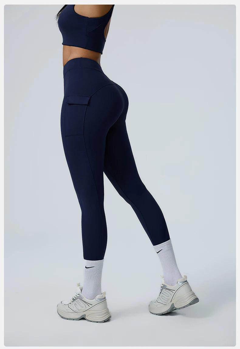 Women Yoga Pants High Waist Leggings Sport Gym Fitness Leggings Women Pocket Female Push Up Legging Tummy Control Running Tights