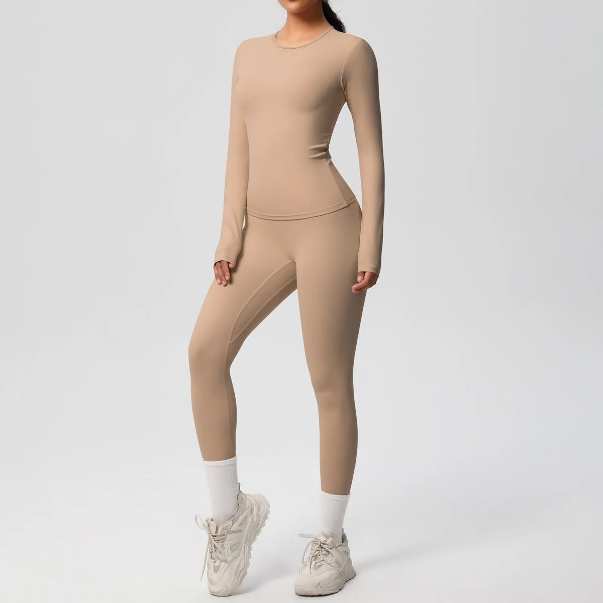 2PCS Yoga Suit Sports Set Women Sportswear Gym Set Women Tracksuit Running Workout Long Sleeve Sports Shirt Yoga Clothing