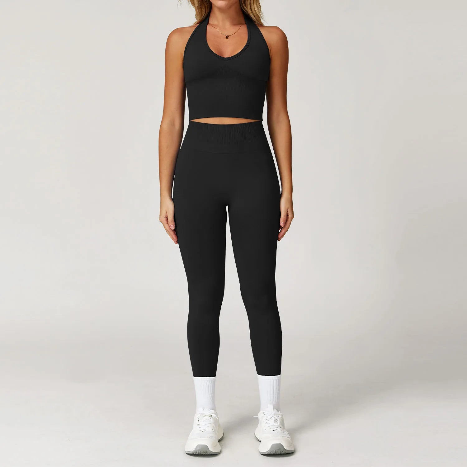 2PCS Seamless Women Tracksuit Yoga Set Workout Outfit Sportswear Gym Clothing Fitness Long Sleeve High Waist Legging Sports Suit