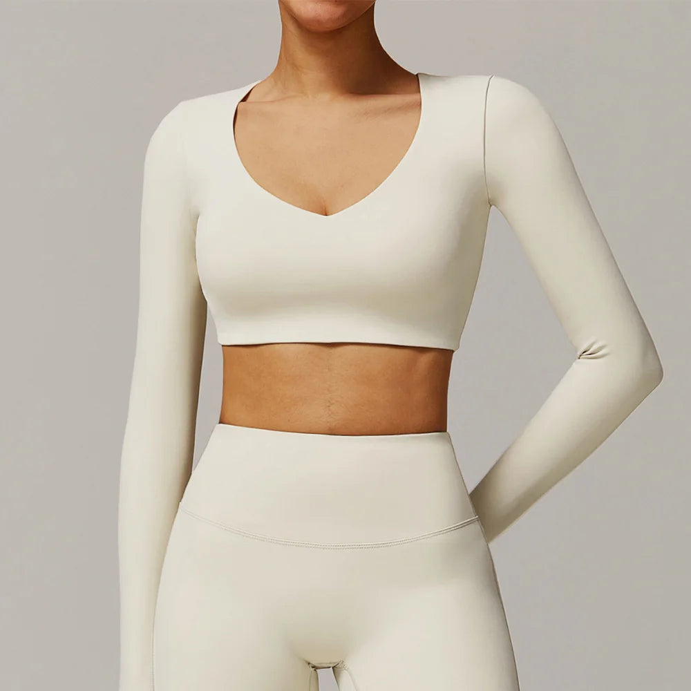 Yoga Shirts For Women Crop Top Long Sleeve Fitness Running Women Gym Clothes Workout Dry Fit Breathable High Elastic Sports Tops