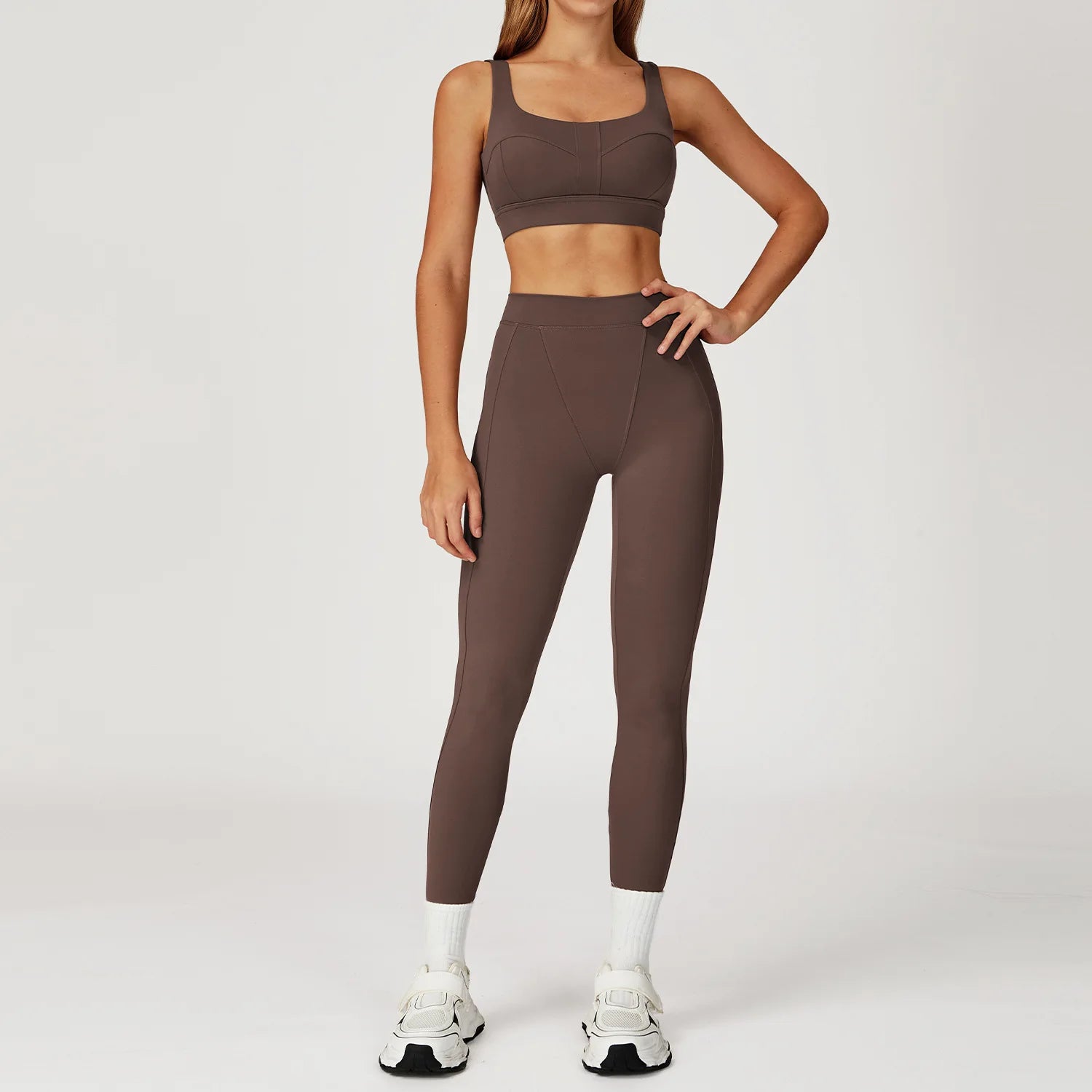2PCS Yoga Set Gym Clothes Sportswear Yoga Suits For Women Outfits Fitness Set Tracksuits Sports Bra Gym Long Sleeved Leggings