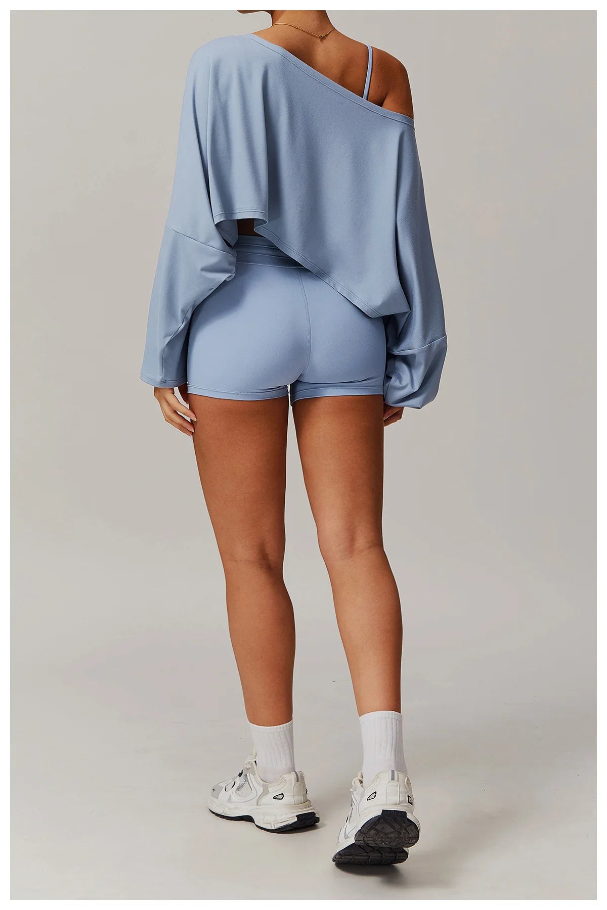 Running Fitness Sports Long Sleeved Top Women's One Shoulder Batwing Sleeve Loose Breathable Casual Long Sleeved Sexy Yoga Top