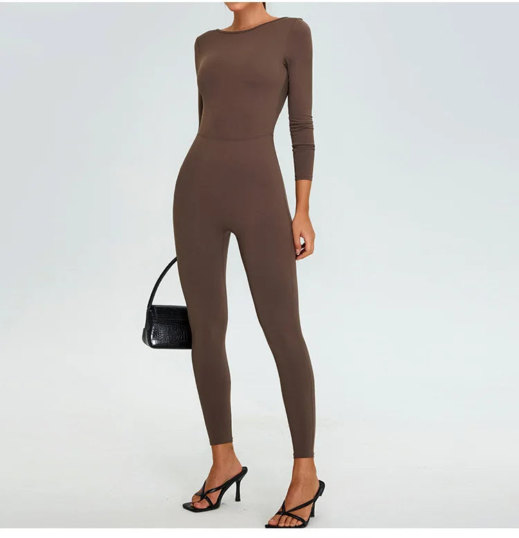 Fitness Rompers Women Gym Set Training Yoga Suit Sportswear Women Sports Jumpsuit Long Sleeved Stretch Push Up Workout Bodysuits