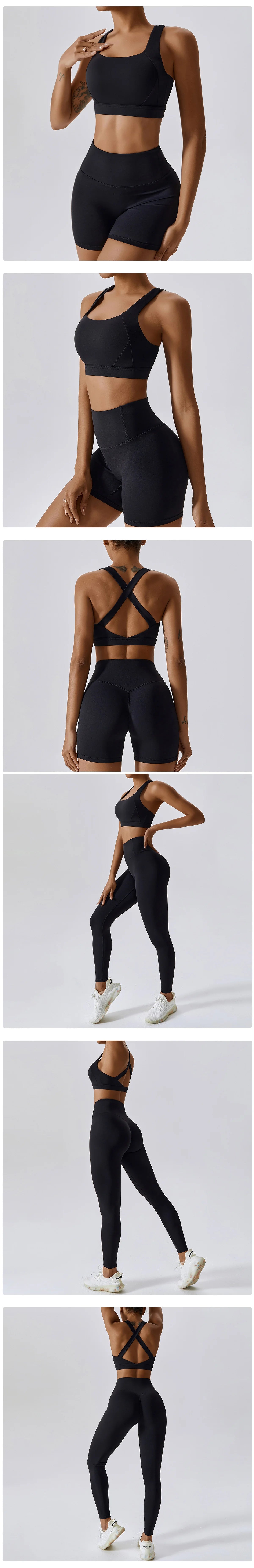 2PCS Women's Tracksuit Athletic Wear Yoga Set Workout Shorts Sportswear Gym Clothing High Waist Leggings Fitness Bra Sports Suit