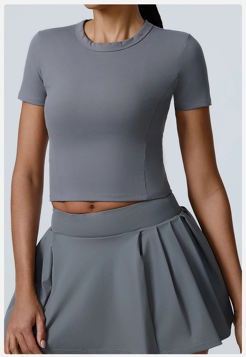 Yoga Top Women Short Sleeve Sport T Shirts Fitness Clothes Yoga Shirt Gym Top Running Sport Push Up Workout Crop Top