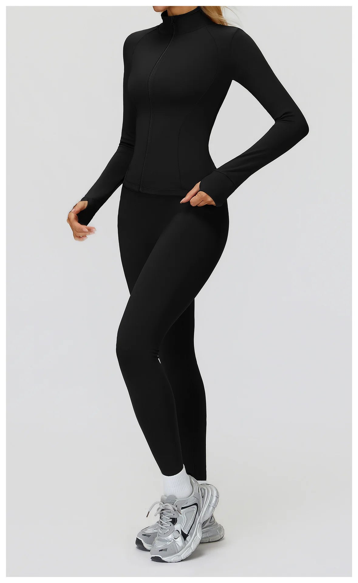 Zipper Long Sleeve Women Crop Tops Jacket Yoga T-shirts Solid Sports Top Running Shirts Sexy Quick Dry Fitness Gym Sport Wear