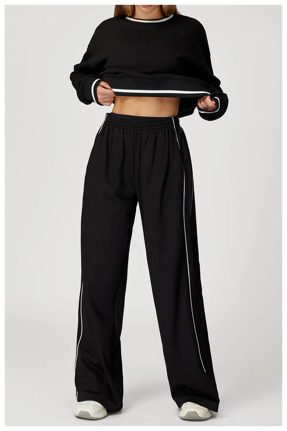 2PCS Winter Yoga Set Contrasting Hoodie Set Women's Tracksuit Comfortable Running Gym Set Women's Clothes Outdoor Sports Set