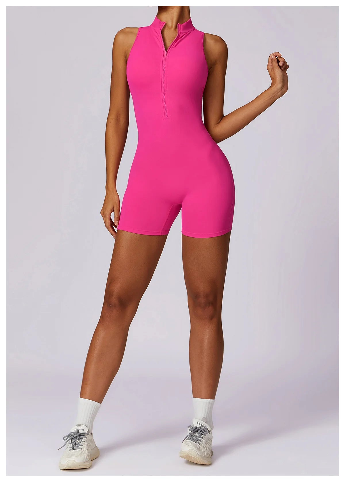 Scrunch Sports Overalls Gym Jumpsuit Women's Fitness Suit Short Sets for Woman Tracksuit Yoga Clothing Zipper Workout Sportswear