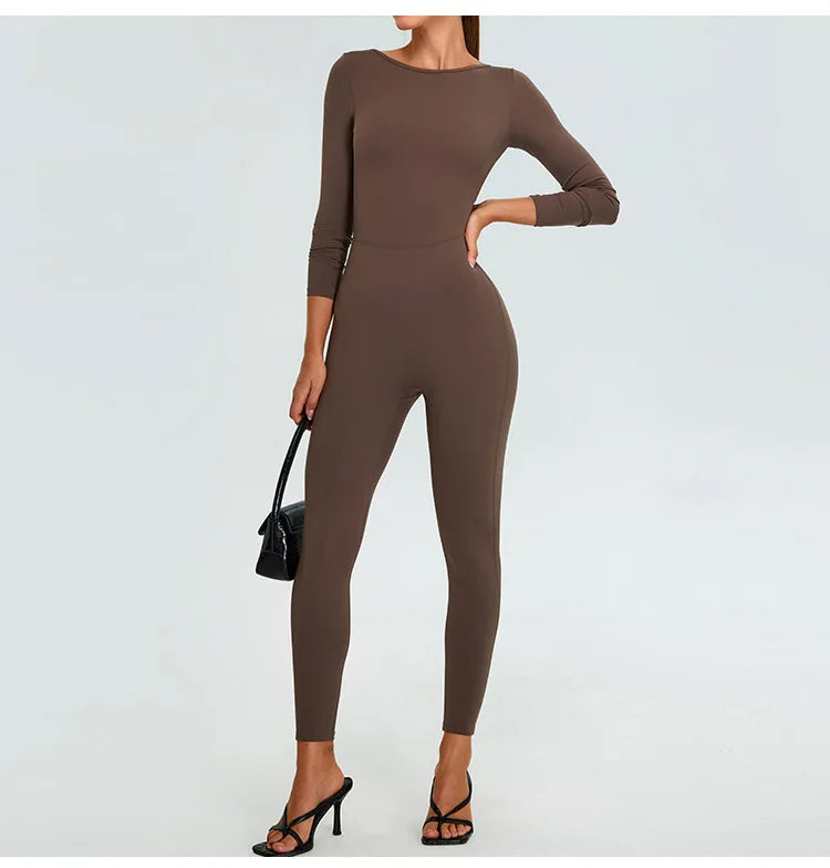 Fitness Rompers Women Gym Set Training Yoga Suit Sportswear Women Sports Jumpsuit Long Sleeved Stretch Push Up Workout Bodysuits