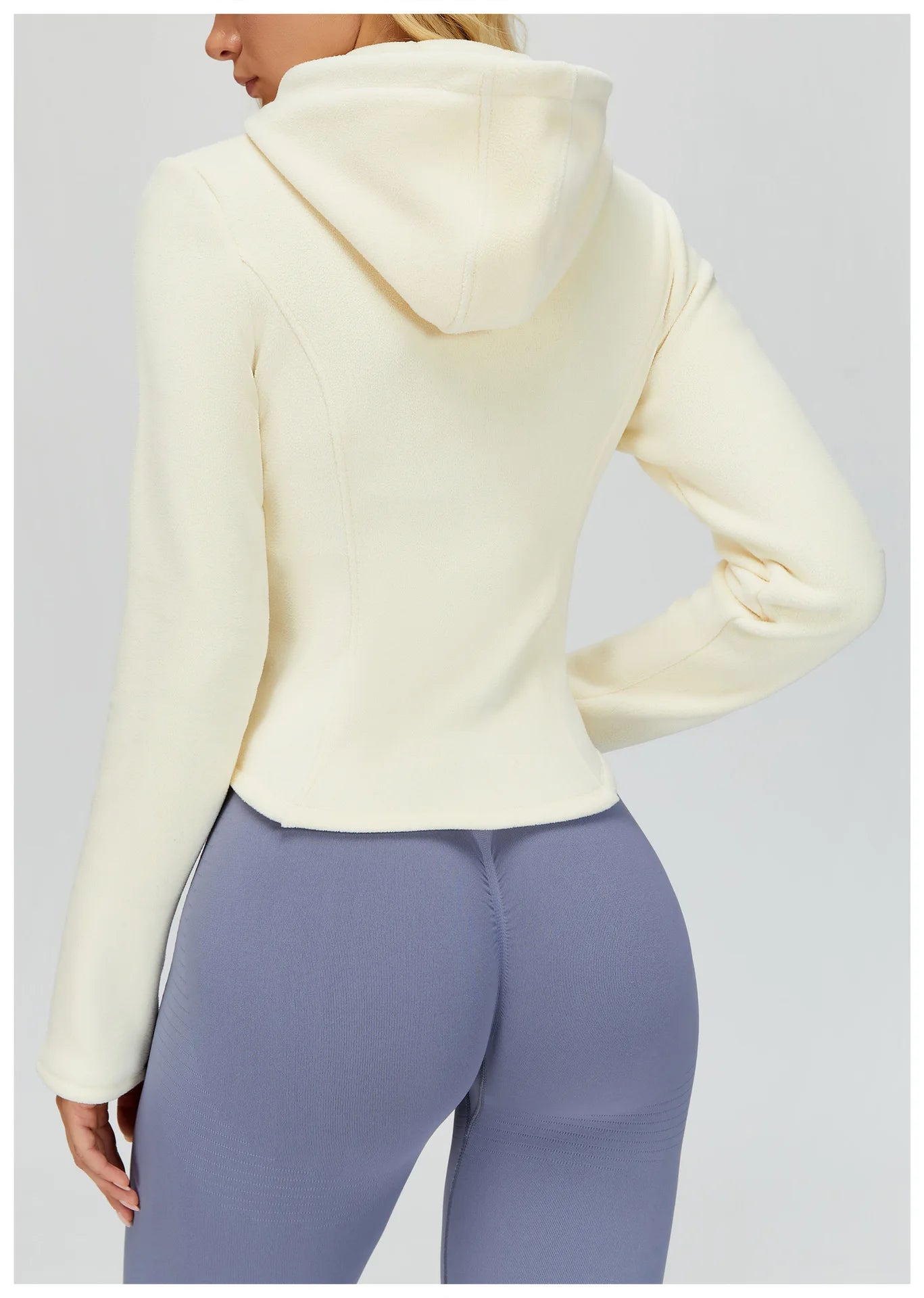 Winter Hooded Jacket for Women Yoga Long Sleeved With Plush Slim Fit Pocket Zipper Jacket Outdoor Casual Sports Warm Jacket