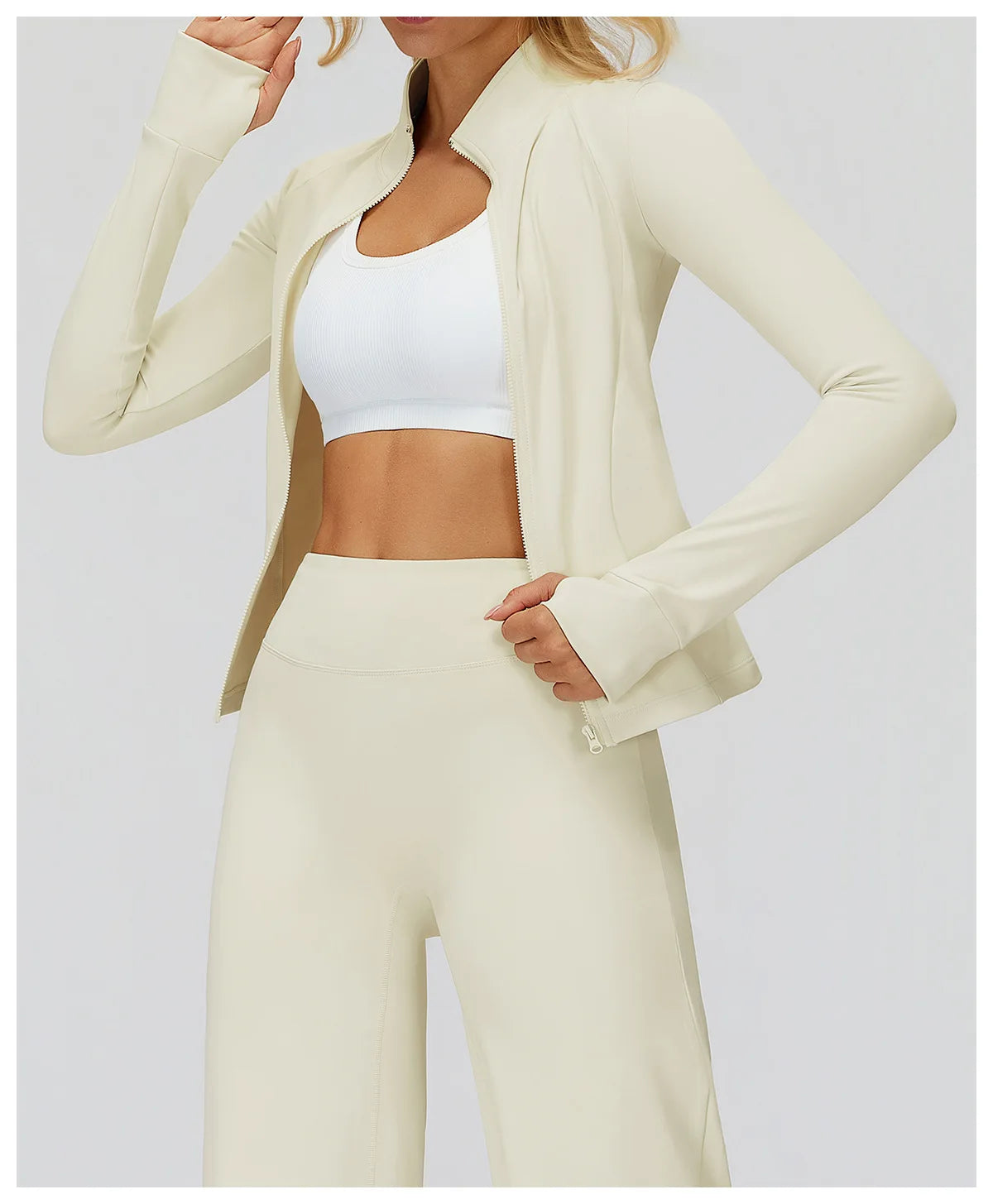 Zipper Long Sleeve Women Crop Tops Jacket Yoga T-shirts Solid Sports Top Running Shirts Sexy Quick Dry Fitness Gym Sport Wear