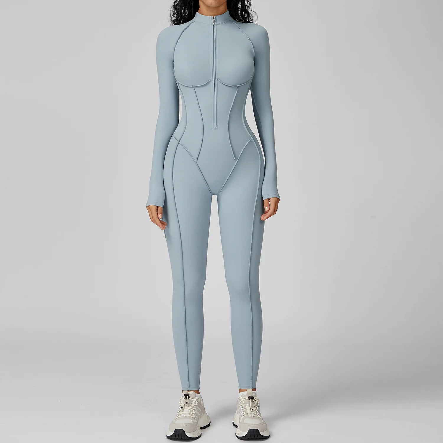 Women Sport Bodysuit Fitness Yoga Zipper Jumpsuit High Elasticity Outdoors Gym Tracksuits Workout Sports Sexy Jumpsuit Sportwear