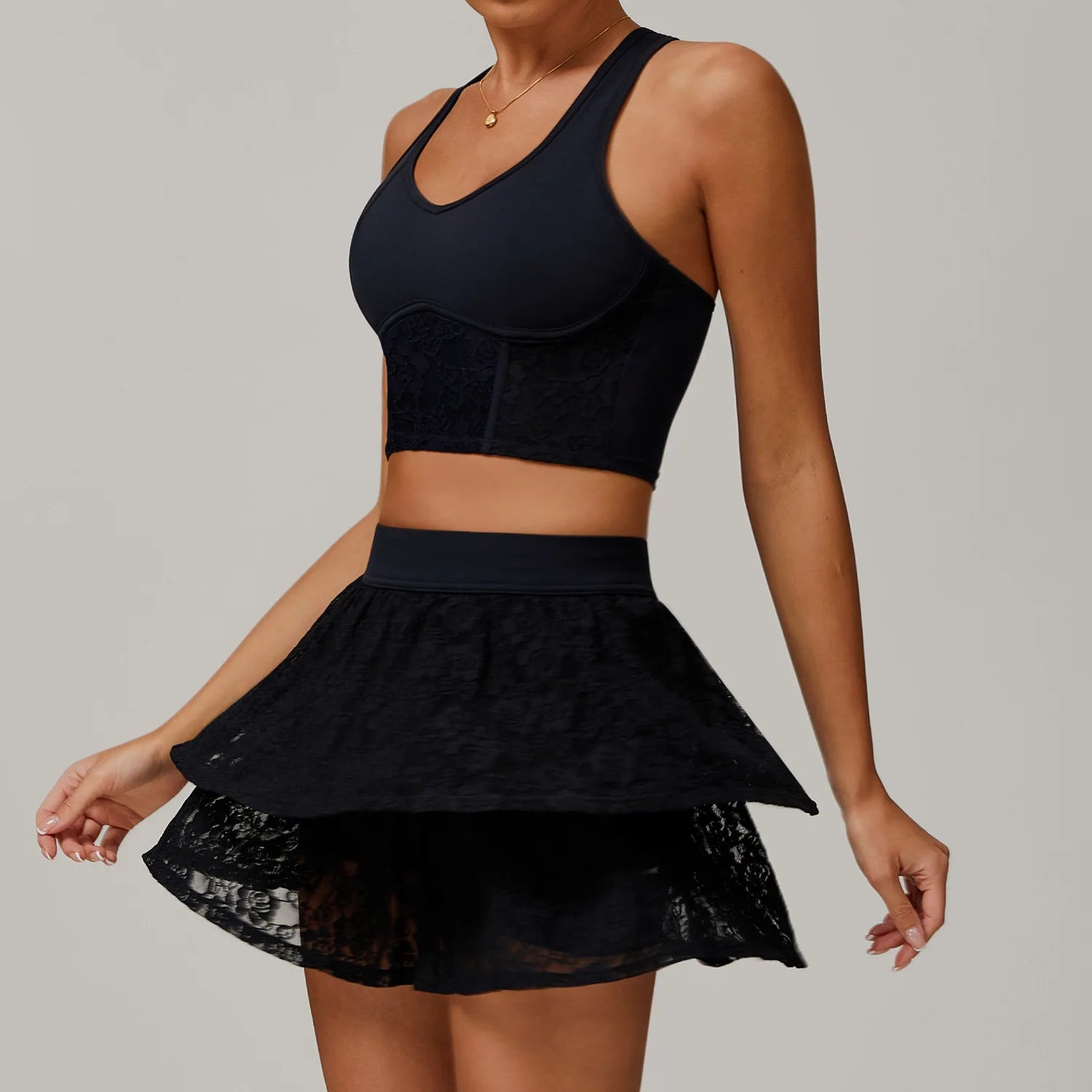 2 Pieces Women's Yoga Set Sexy Sport Bra High Waist Sports Short Skirt Gym Clothes Fitness Sleeveless Workout Suit Sporstwear