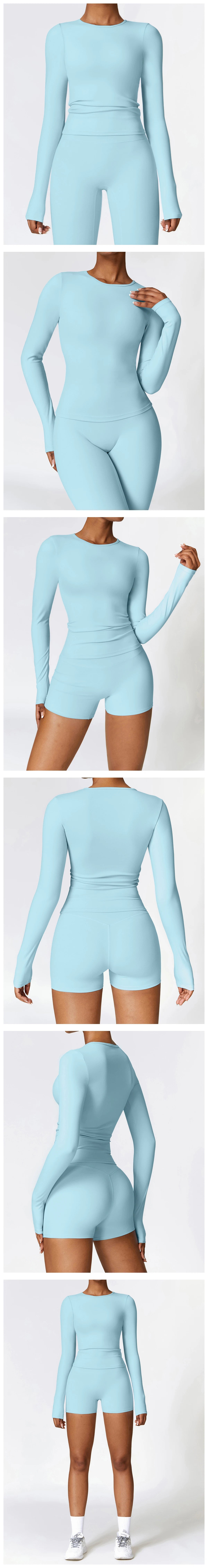 Yoga T-shirts Solid Sports Top Women Long Sleeve Gym Workout Running Shirts Sexy Exposed Navel Quick Dry Fitness Gym Sport Wear