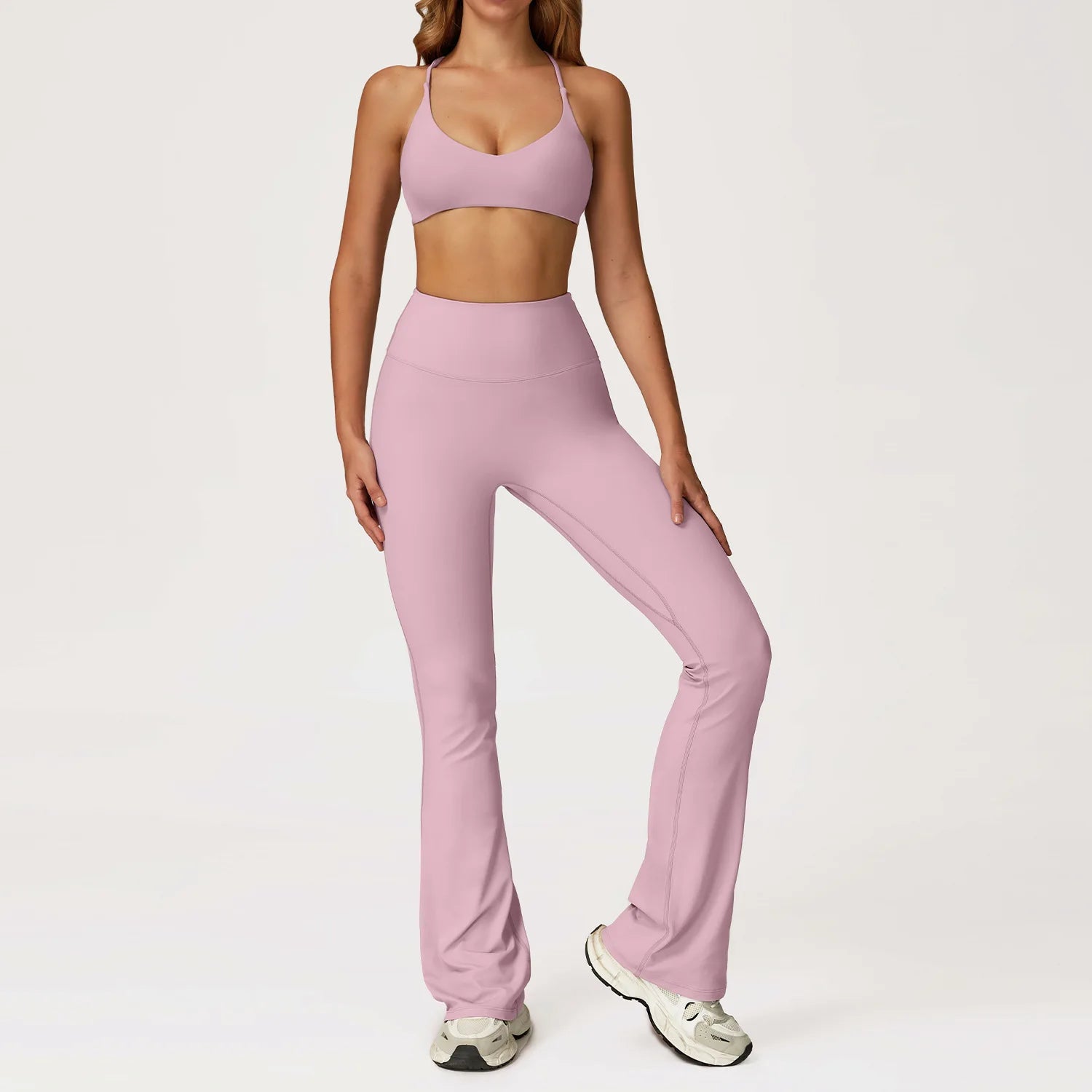 Women Yoga Set 2PCS Sportswear Push Up Workout Clothes Athletic Wear Gym Legging Fitness Bra Crop Top Long Sleeve Sports Suits