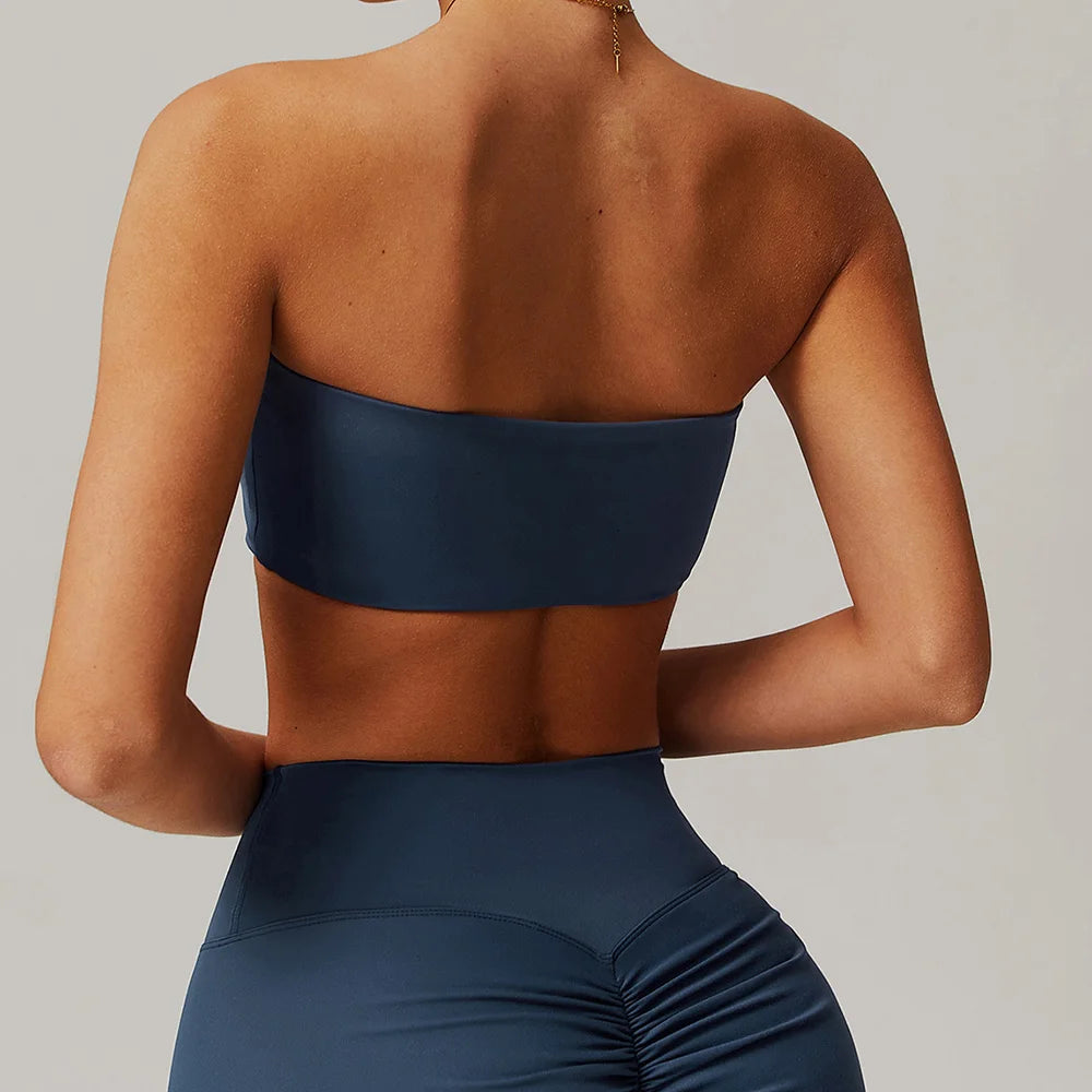 Sports Underwear Women Fitness Bra Intimate Strapless Bustier Bandeau Breathable Wrapped Chest Sports Bra Fitness Tops Yoga Bra