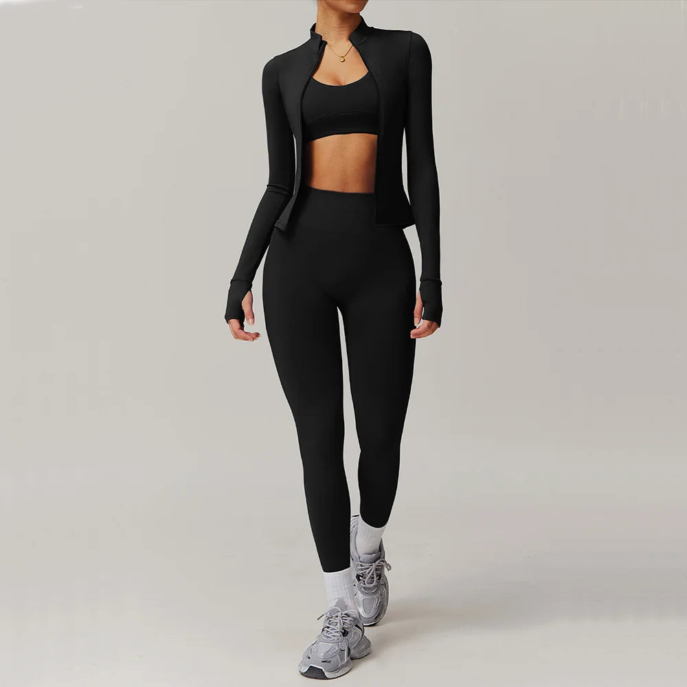 Women Yoga Suit 2PCS Sports Set Quick-Drying Gym Set Women Tracksuit Running Bra Workout Long Sleeve Sports Shirt Yoga Clothing