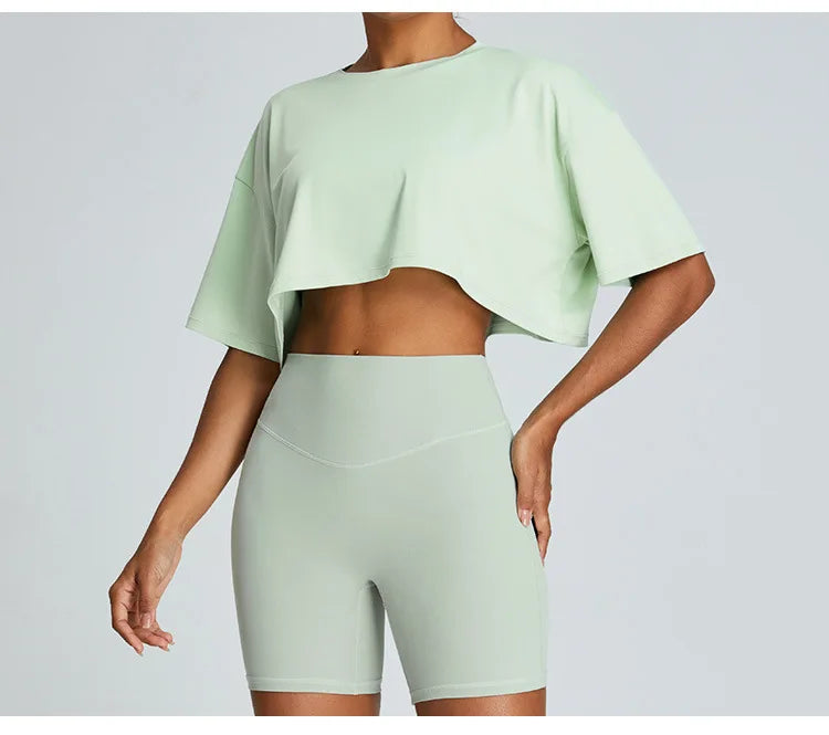 Loose Yoga Short Sleeves Women Breathable Quick Drying Yoga Clothes for Women Running Fitness Tops Sports Short Sleeved T-shirts