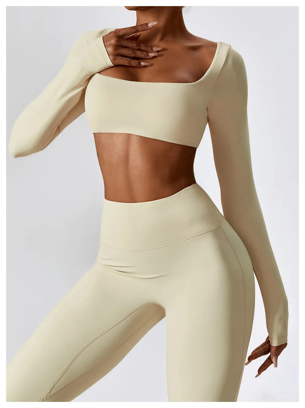 Women Yoga T-shirts Crop Tops Solid Sports Top Long Sleeve Running Shirts Sexy Exposed Navel Quick Dry Fitness Gym Sport Wear