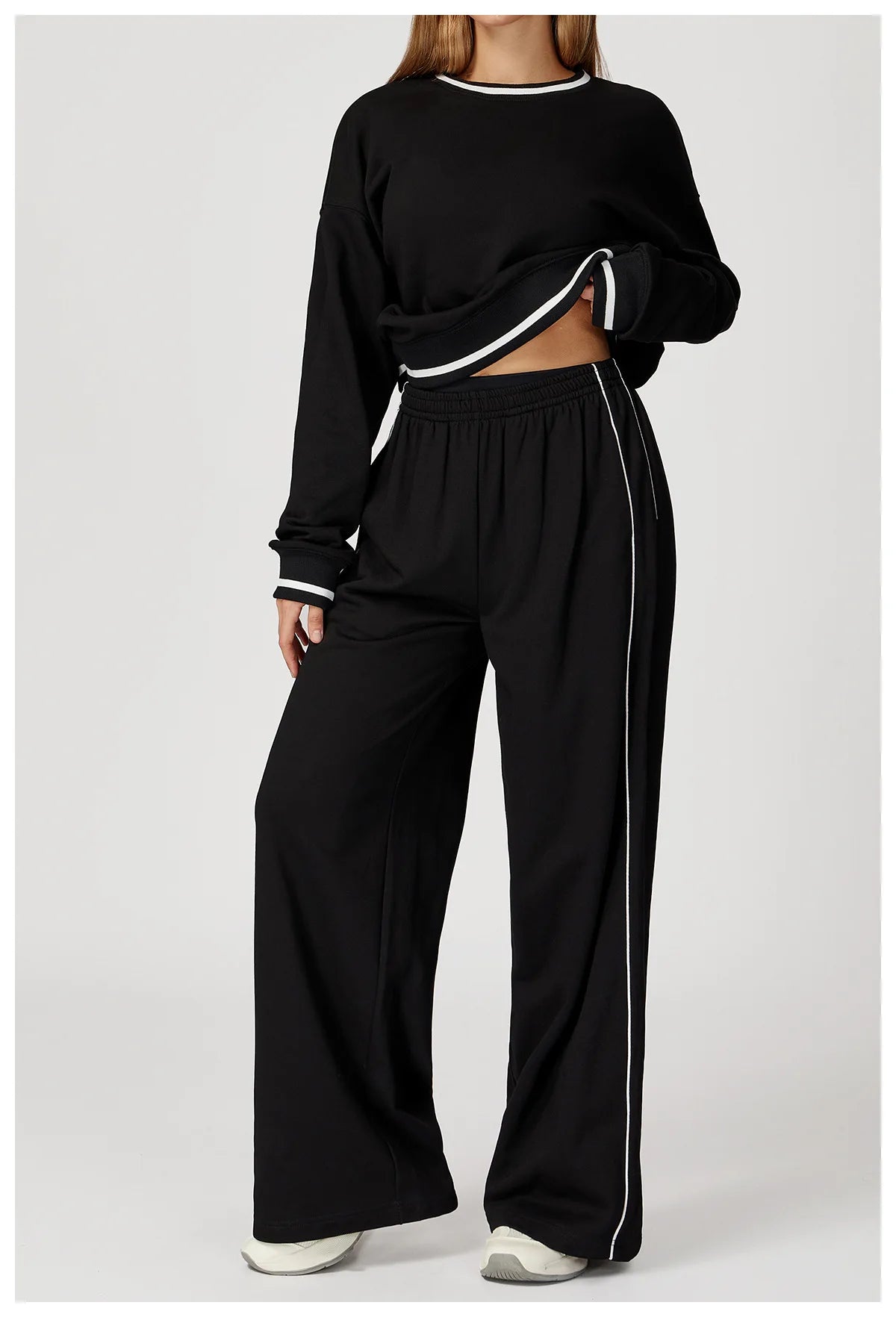 Color Blocking Sports Sweatpants Women Yoga Pants Loose High Waisted Straight Leg Sweatpants With Pockets Outdoor Fitness Pants