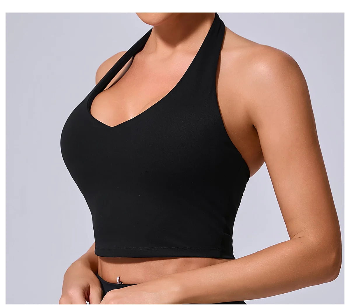 Women Hanging Neck Yoga Sports Bra Breathable Shock Proof Gym Workout Fitness Push Up Top Yoga Running Sportswear Vest Bra