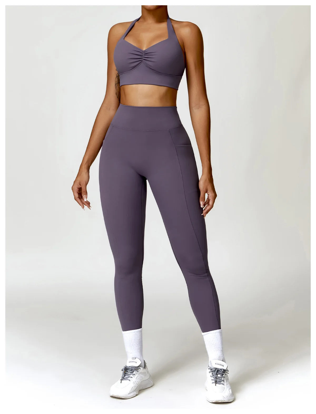 V-shaped Back Leggings Fitness Women Sport Leggings High Waist Elastic Solid Yoga Pants Gym Jogging Push Up Slim Pants Female