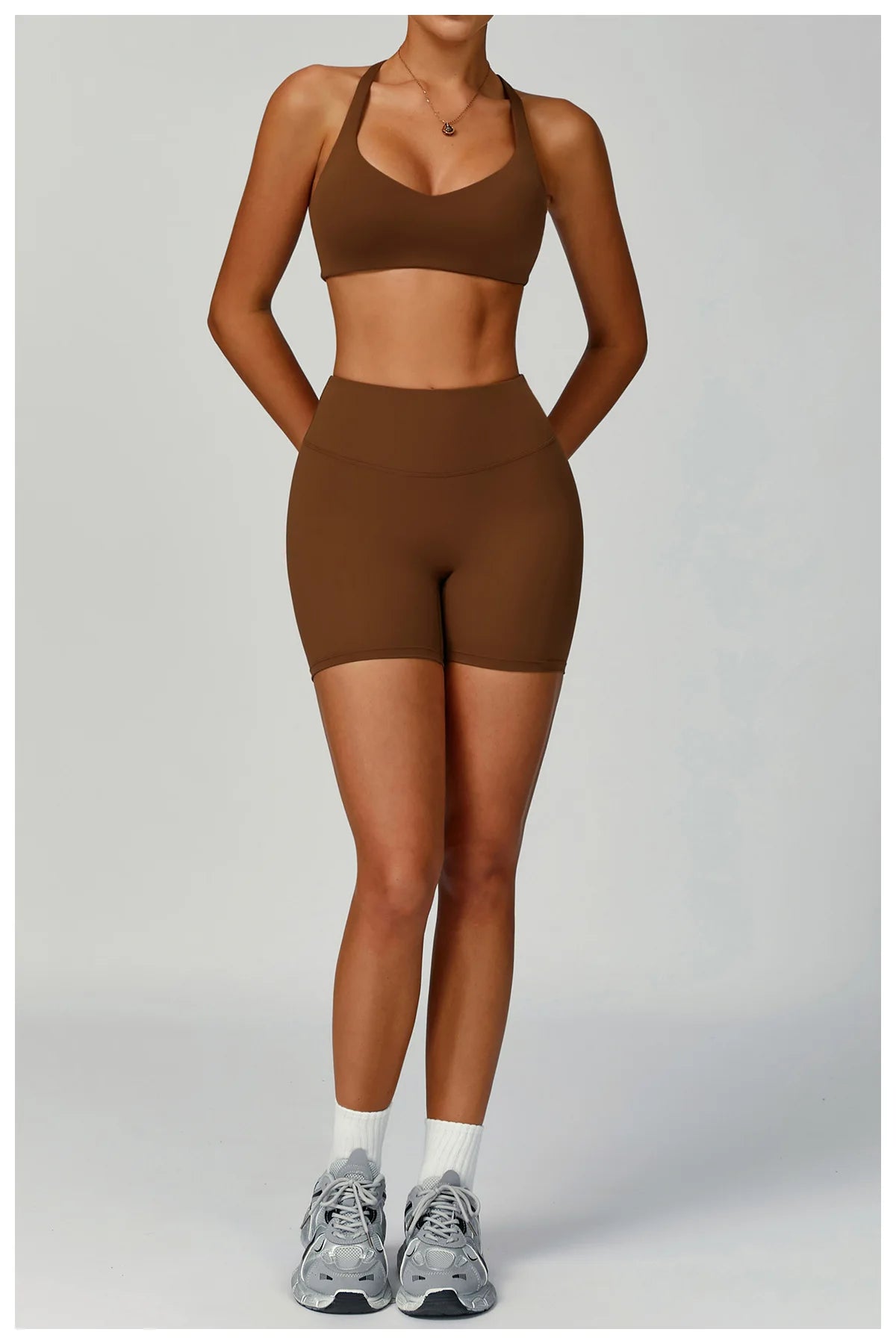 Women Tracksuit Yoga Shorts Set Seamless Yoga Set Workout Scrunch Shorts Sets Sports Bra Scrunch Shorts Fitness Clothes Gym Suit