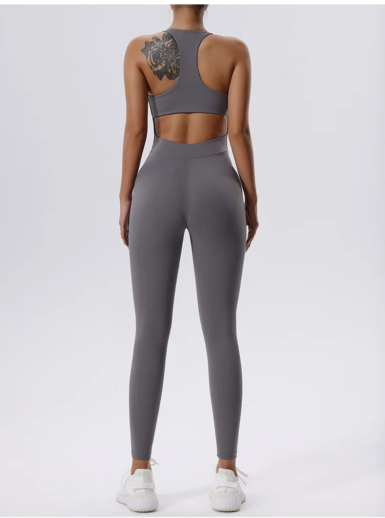 Zipper Yoga Set Women's Tracksuit Yoga Jumpsuits One Piece Workout Bodysuits Rompers Sportswear Gym Set Workout Clothes Women