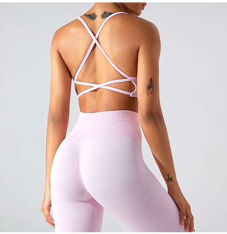 Women Sports Underwear Cross Strap Top Women Push Up Sport Bra Yoga Gym Crop Top Brassiere Fitness Top Sport Bra Breathable Bras