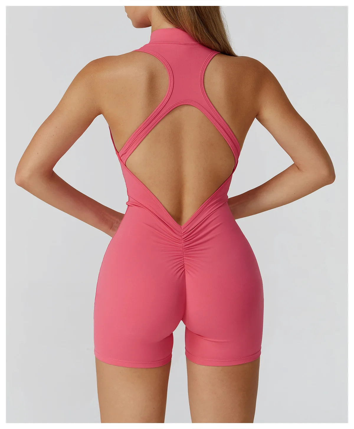 Scrunch Sports Overalls Gym Jumpsuit Women's Fitness Suit Short Sets for Woman Tracksuit Yoga Clothing Zipper Workout Sportswear