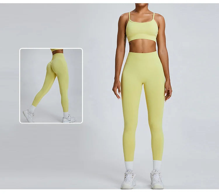 Women's Tracksuit Seamless Fitness Suit 2PCS Yoga Set Sportswear Workout Sports Bra High Waist Leggings Gym Clothing Sports Suit