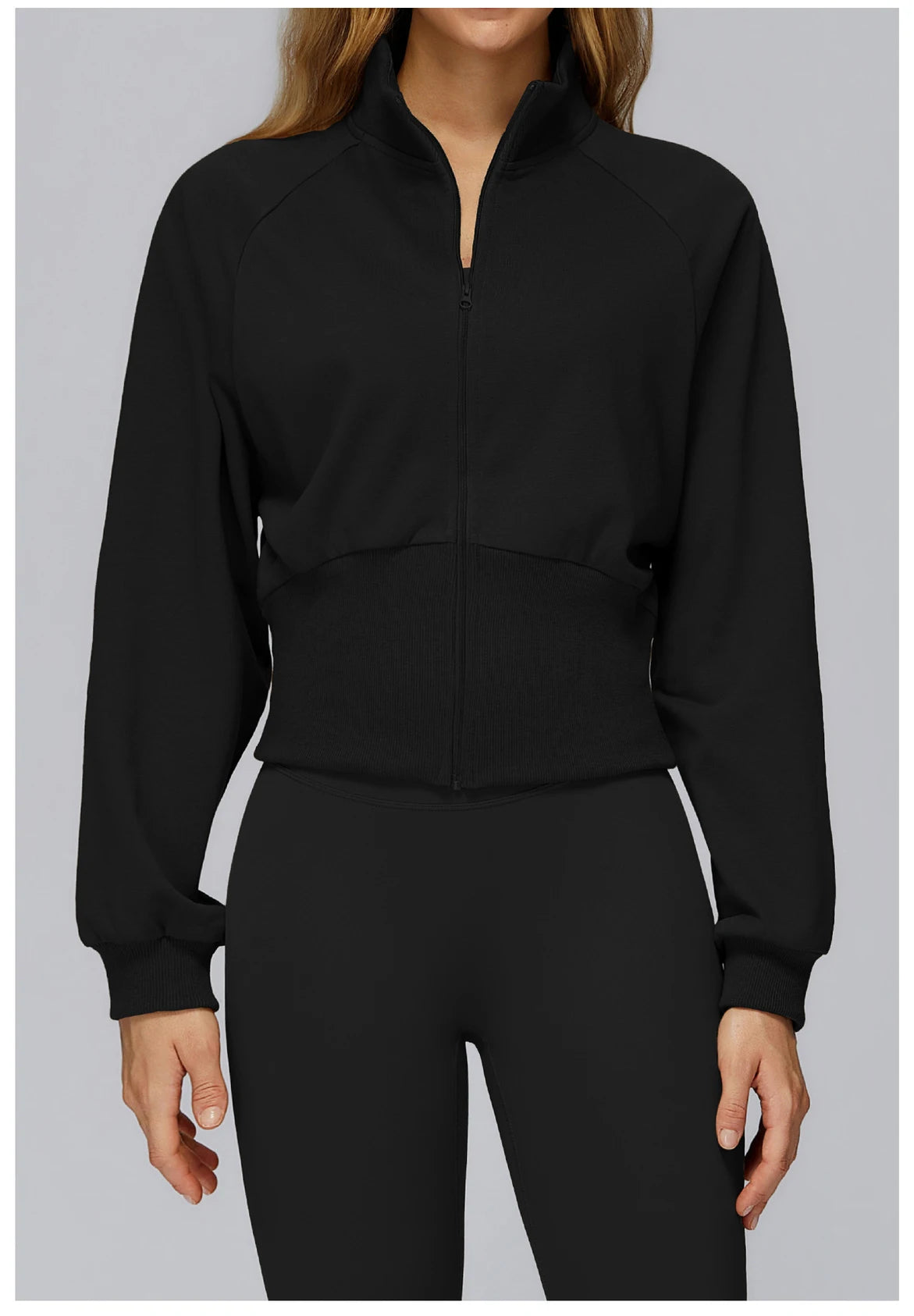 Winter Yoga Long Sleeved Women's Standing Collar Sweatshirt Windproof Zipper Warm Sweatshirt Loose Outdoor Running Sports Jacket