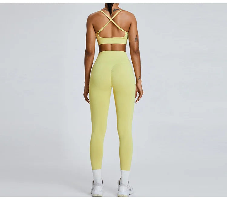 Women's Tracksuit Seamless Fitness Suit 2PCS Yoga Set Sportswear Workout Sports Bra High Waist Leggings Gym Clothing Sports Suit