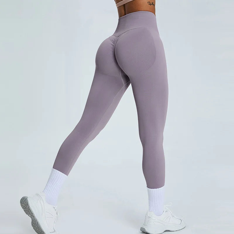 Seamless Fitness Women's Sport Leggings High Waist Elastic Solid Yoga Leggings Gym Jogging Quick Dry Push Up Slim Pants Female