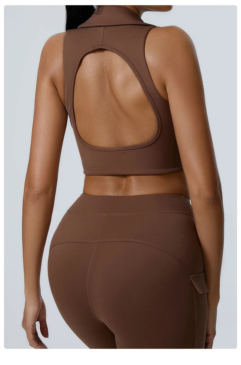 Women Sports Underwear Collar Yoga Top Vest High Shockproof Quick-drying Yoga Bra Gym Workout Bra Running Sexy Fitness Bra