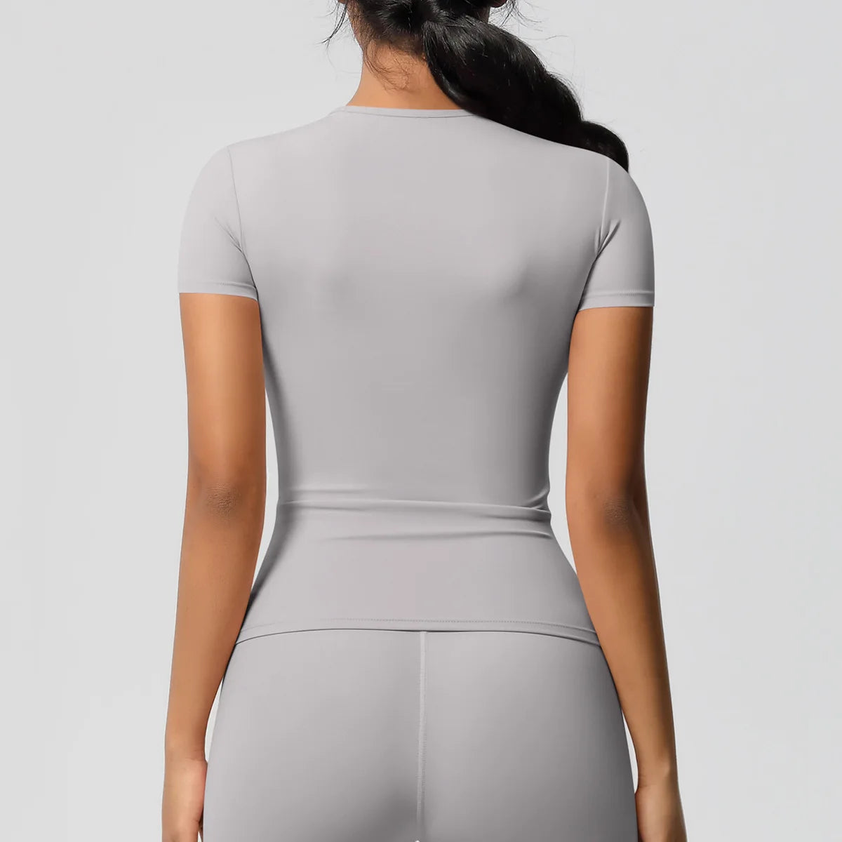 New Women Running Sports T Shirt Summer Short Sleeve Round Neck Breathable Stretchy Gym Yoga Slim Fitness Active Top Tee