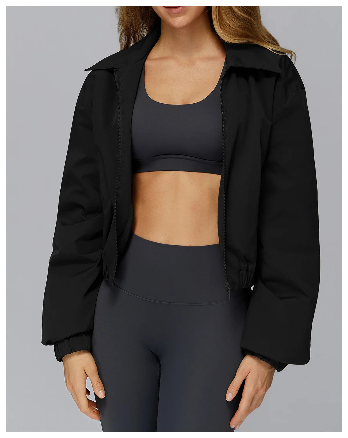 Winter Long Sleeved Loose Jacket Women's Zipper Yoga Long Sleeved Windproof Warm Sports Top Outdoor Hiking and Running Jacket