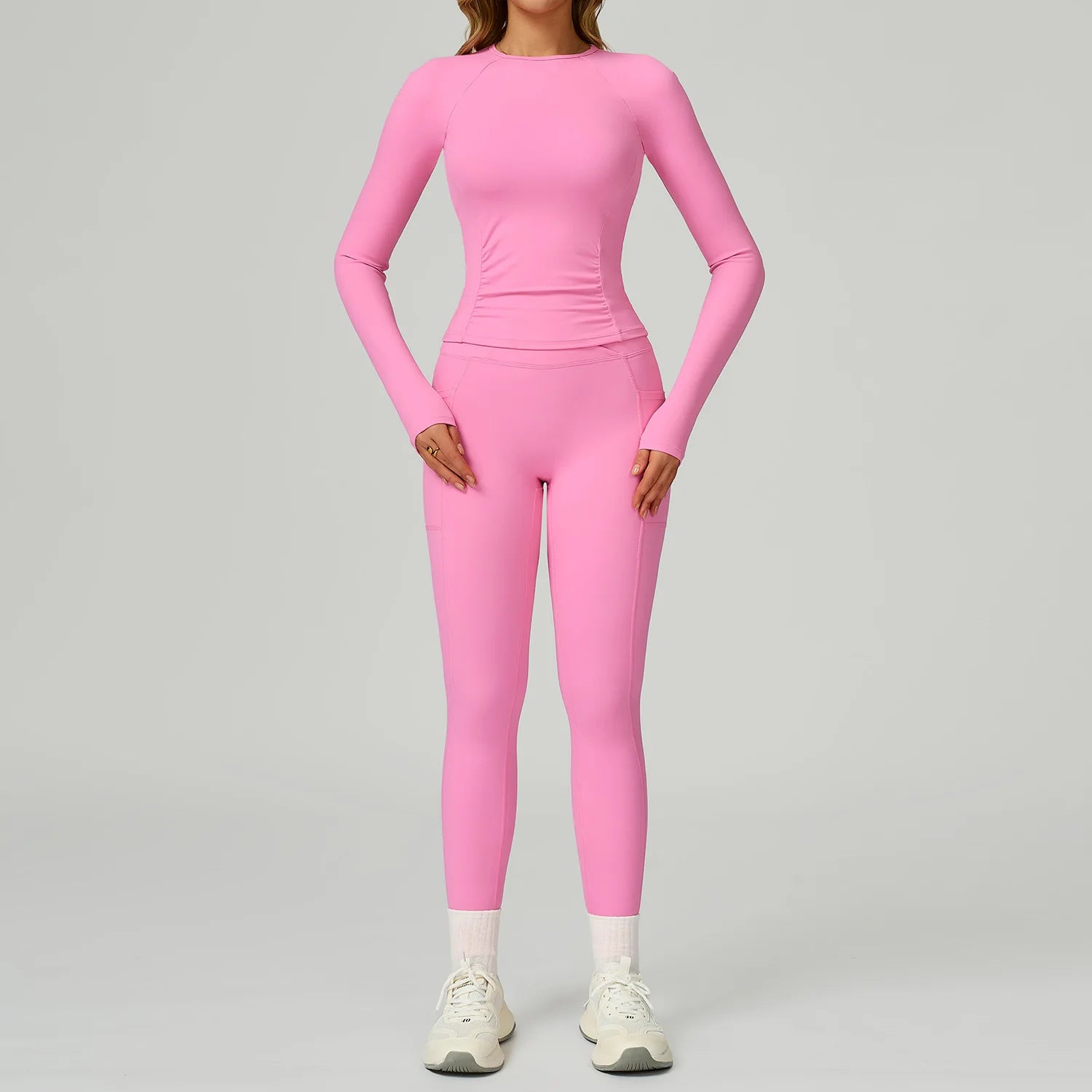2 Pieces Yoga Suit Women Sports Set Quick-Drying Gym Set Women Tracksuit Running Workout Long Sleeve Sports Yoga Clothing