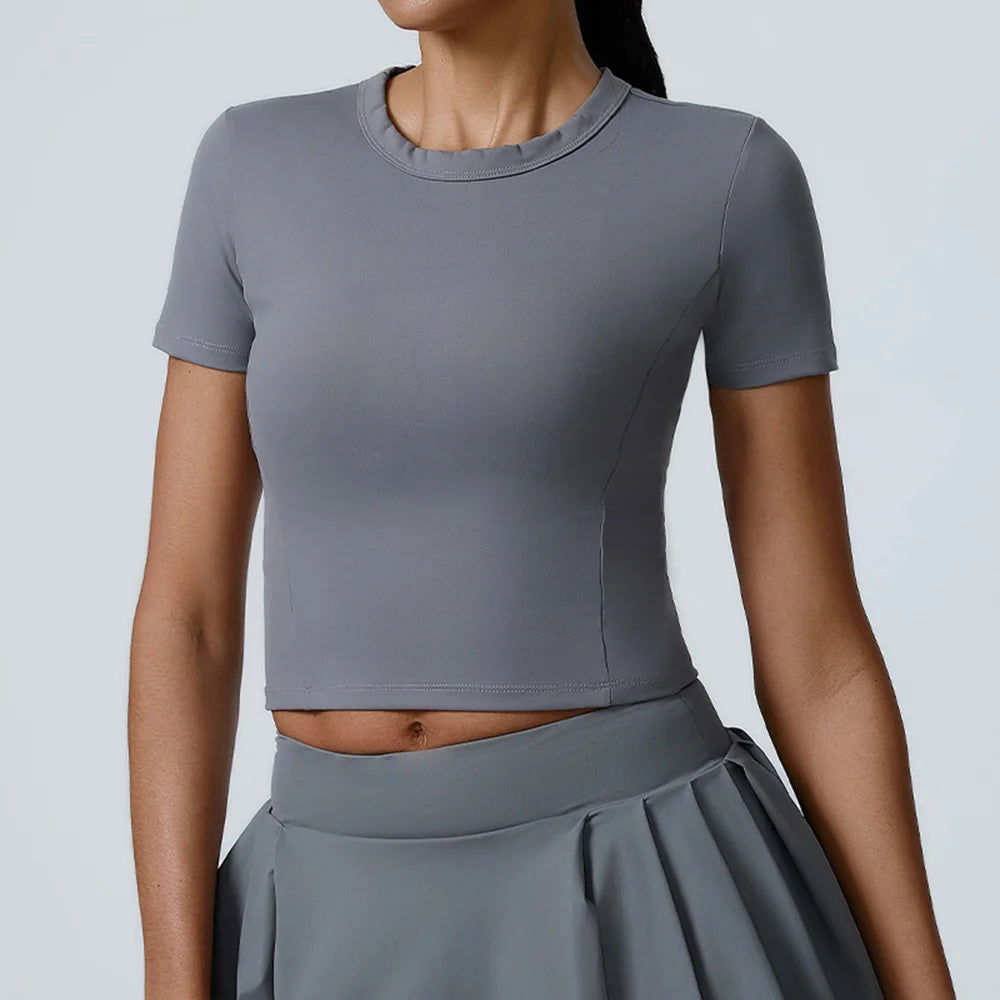 Yoga Top Women Short Sleeve Sport T Shirts Fitness Clothes Yoga Shirt Gym Top Running Sport Push Up Workout Crop Top