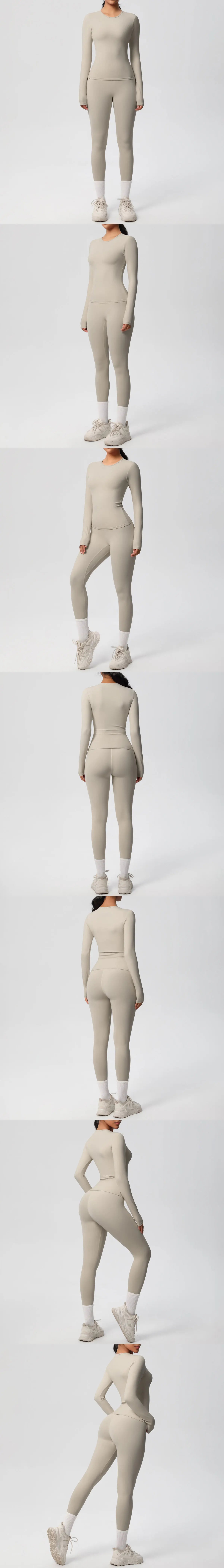 2PCS Yoga Suit Sports Set Women Sportswear Gym Set Women Tracksuit Running Workout Long Sleeve Sports Shirt Yoga Clothing