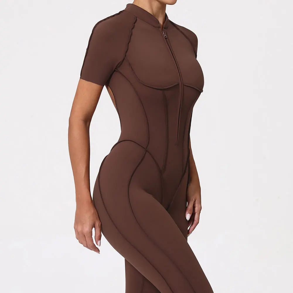 Gym Jumpsuit Women's Fitness Suit Zipper Long Sleeved Sets Sports Overalls for Woman Tracksuit Yoga Clothing Workout Sportswear