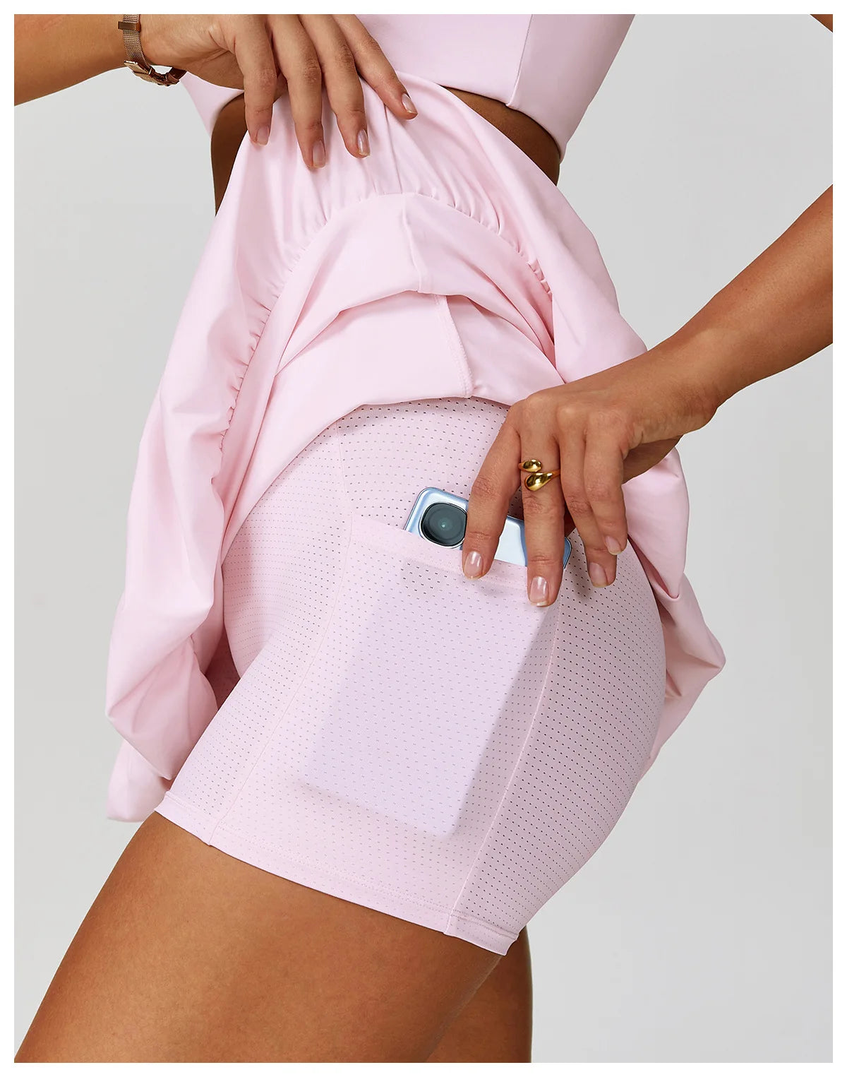 High Waisted Tennis Mini Skirt Women's Tennis Yoga Golf Sports Belt Safety Pants Pocket Comfortable and Breathable Sports Skirt