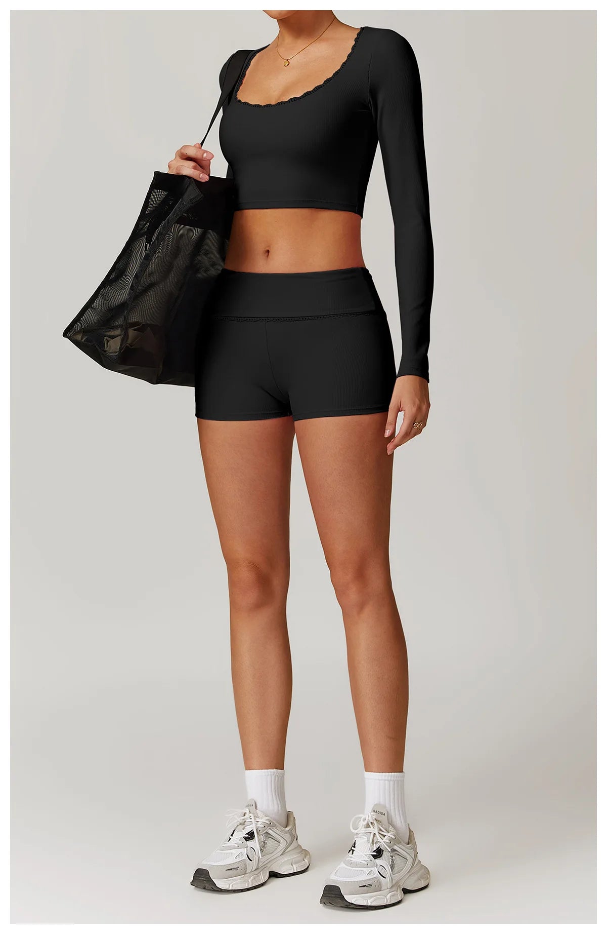 Ribbed Yoga Shirts For Women Long Sleeve Fitness Running Gym Clothes Push Up Workout Dry Fit Breathable High Elastic Sports Top