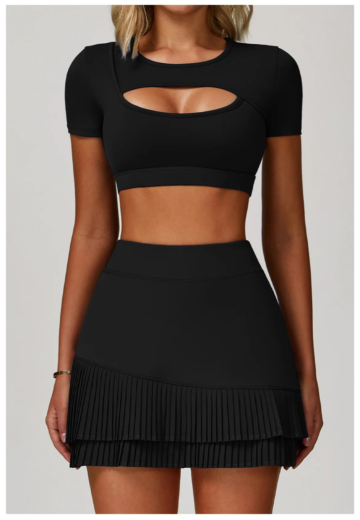 Women's Tight Fitting Sports T-shirt Quick Drying Short Sleeved Hollow Out Yoga T-shirt Running Exercise Fitness Short Sleeved