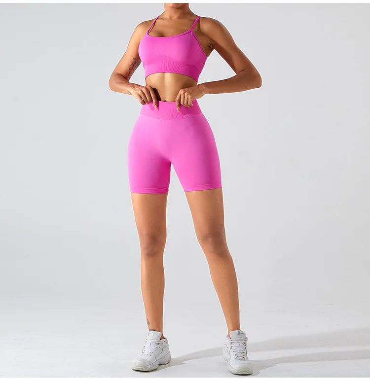 Women High Waist Yoga Shorts Summer Gym Fitness Sports Seamless Leggings Biker Shorts Workout Training Running Shorts Sportswear