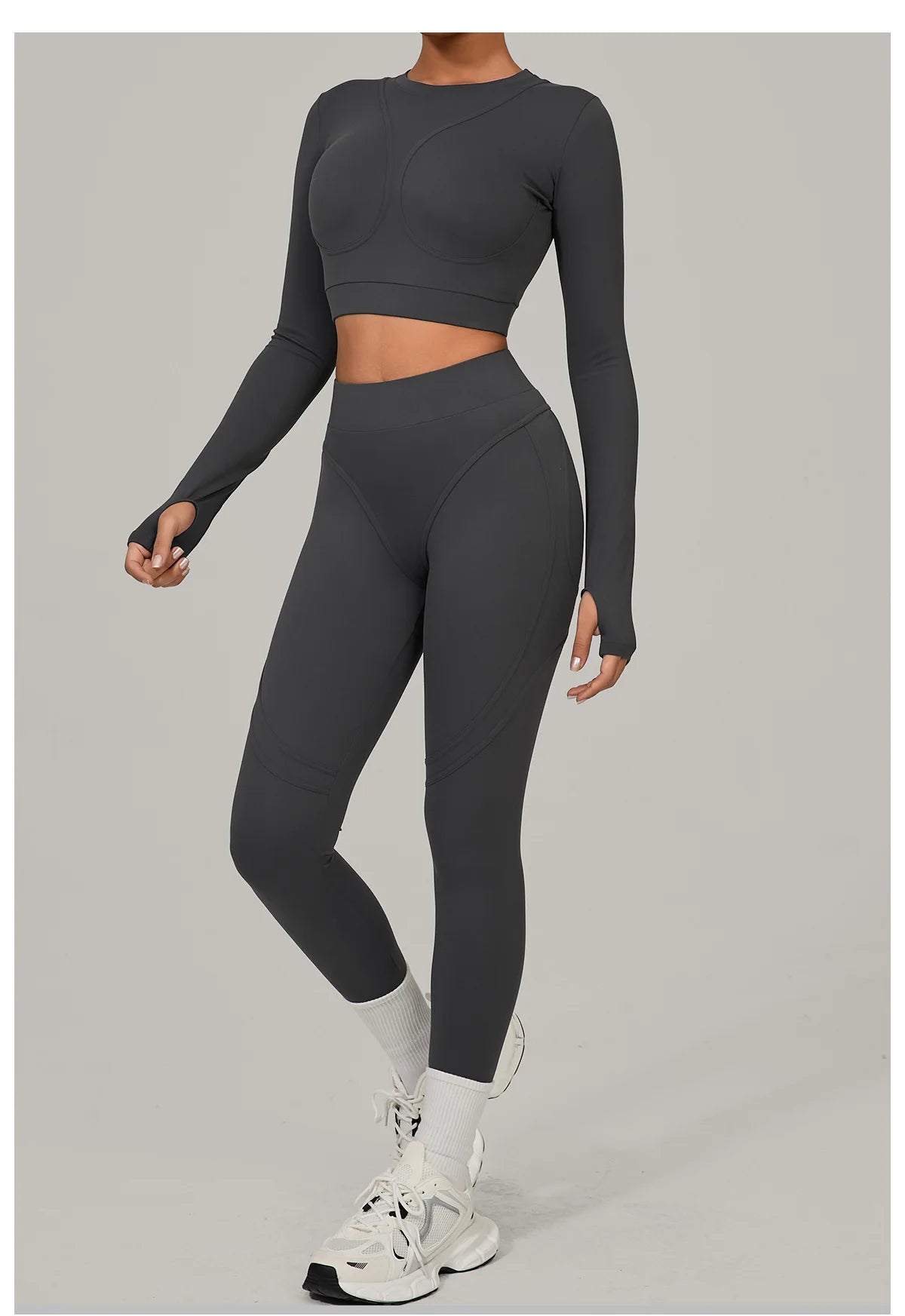 Women Tracksuit 2PCS Yoga Suit Sports Set Women Quick-Drying Gym Set Running Workout Long Sleeve Sports Shirt Yoga Clothing