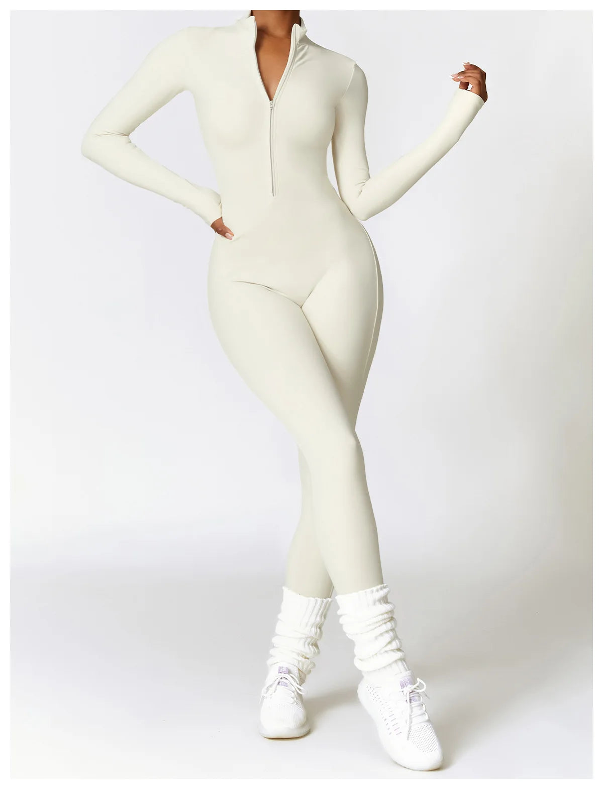 Women Tracksuit Yoga Set One Piece Jumpsuit Zipper Long Sleeved Fitness Sports Bodysuit Gym Push Up Workout Clothes Sportswear